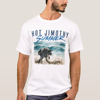 Camiseta Verão Quente Jimothy Raccoon Praia Vintage Engraça