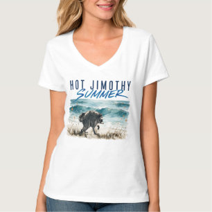 Camiseta Verão Quente Jimothy Raccoon Praia Vintage Engraça