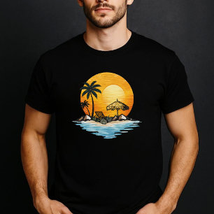 Camiseta Verão Relaxamento Tropical do Pôr do Sol na Praia