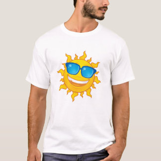 Camiseta Verão Sun que veste óculos de sol