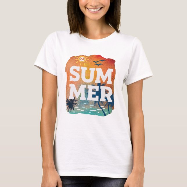 Camiseta Verão Tropical Exótica Sunset (Frente)