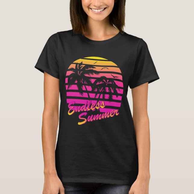 Camiseta Verão Tropical Sem Fim, Vaporwave, 80s (Frente)