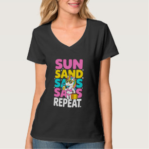 Camiseta Verão Unicórnio Sol Areia Sassy Repetir Vibrações