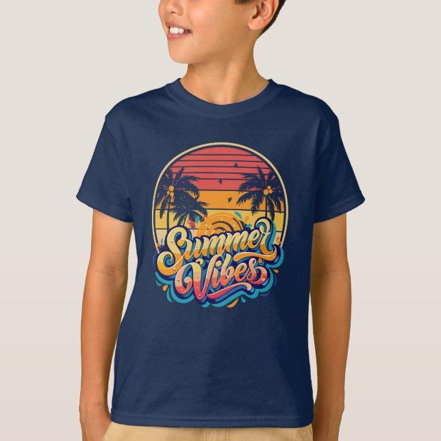 Camiseta Verão vibes sunset retro (Frente)