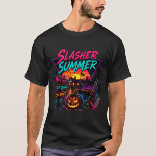 Camiseta Verão Vintage Halloween Slasher Verão Assustador