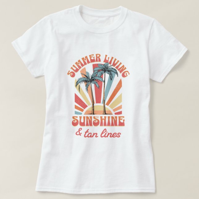 Camiseta "VERÃO VIVENDO SOL & marcas de bronzeado"  (Frente do Design)