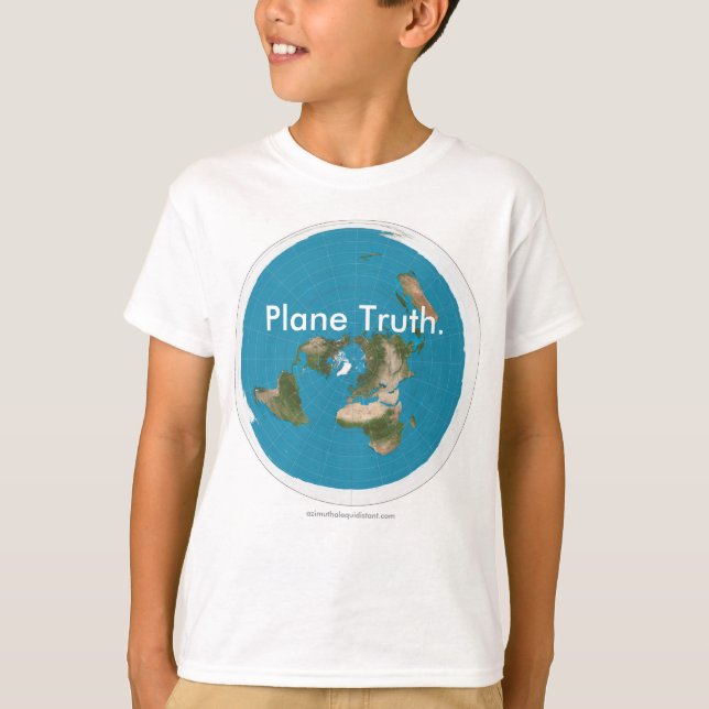 Camiseta "Verdade plana equidistante Azimuthal." T-shirt (Frente)