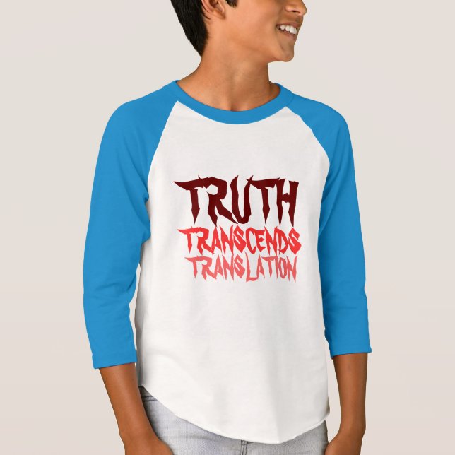 CAMISETA VERDADE TRANSCENDE YOUTH RED RAGLAN (Frente)