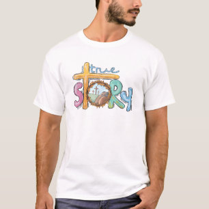 Camiseta Verdadeira História Cruz Jesus Dia de Páscoa Crist