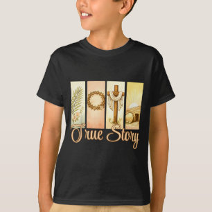 Camiseta Verdadeira História Dia de Páscoa Cruz Jesus Crist