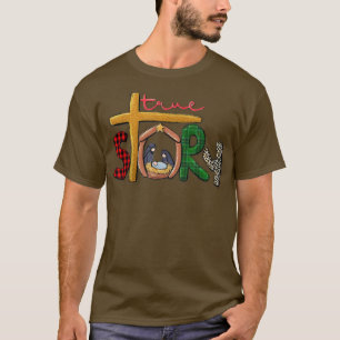 Camiseta Verdadeira História Natal Manger Cena de Natividad