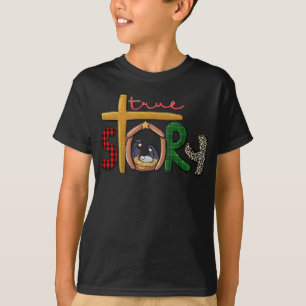 Camiseta Verdadeira História Natal Manger Cena de Natividad