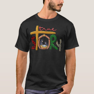 Camiseta Verdadeira História Natal Manger Cena de Natividad