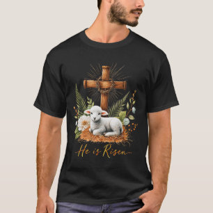 Camiseta Verdadeira Páscoa Ele Ressuscitou Cordeiro Coroa D