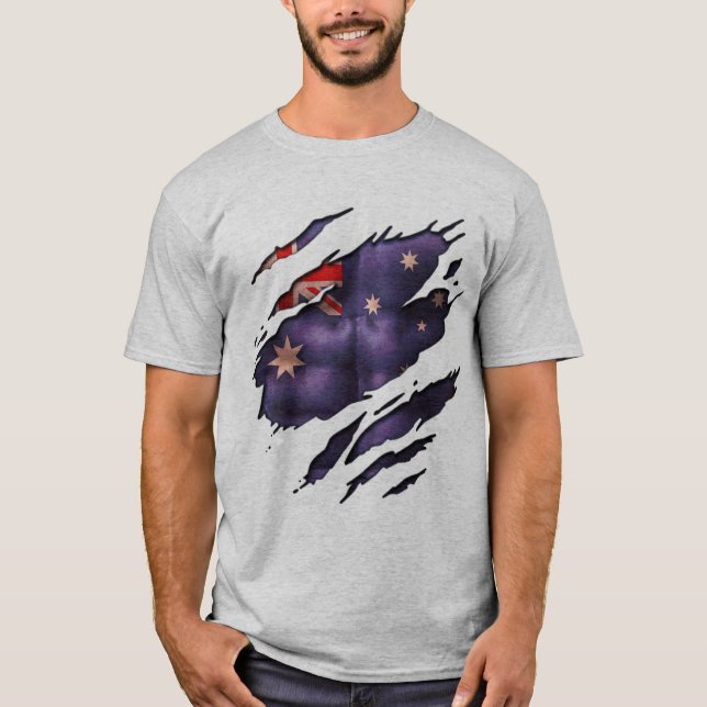 Camiseta Verdadeiras Cores Aussie Flag Tear (Frente)
