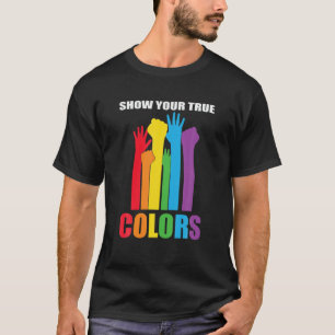 Camiseta Verdadeiras cores de mão Rainbow LGBTQ T LGBT Orgu