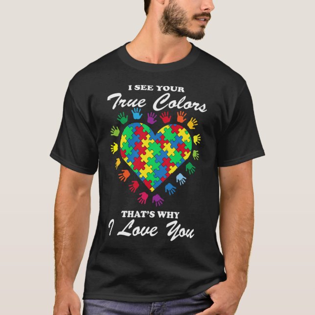 Camiseta Verdadeiras Cores do Coração, Quebra-cabeça Legal  (Frente)