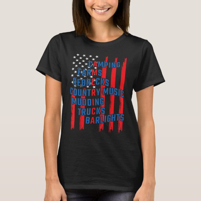 Camiseta Verdadeiro Americano Em 4 De Julho Acampando Redne (Frente)