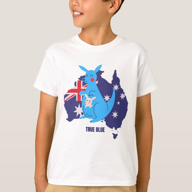 Camiseta Verdadeiro Blue Austrália Kangaroo T-Shirt (Frente)