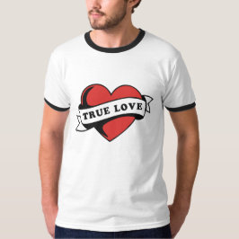Camiseta Verdadeiro Coração de Tatuagem de Amor | Clássico