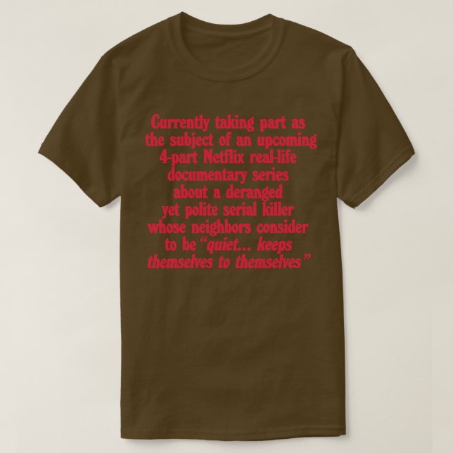 Camiseta Verdadeiro Crime Obcecado Humor (Frente do Design)