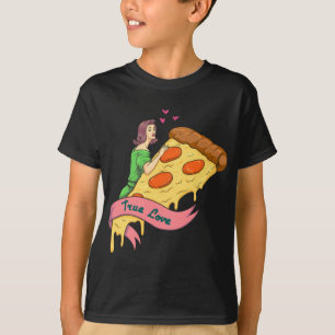 Camiseta Verdadeiro Design do Romance da Pizza Retro Romanc