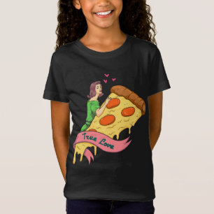 Camiseta Verdadeiro Design do Romance da Pizza Retro Romanc
