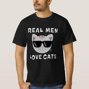 Camiseta VERDADEIROS HOMENS AMAM GATOS Óculos de Sol Gato