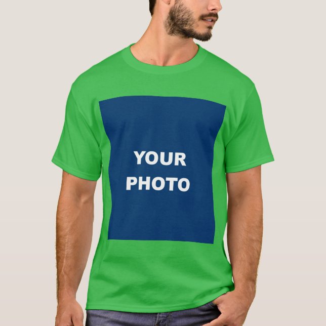 Camiseta Verde Adicionar seu logotipo de foto de imagem (Frente)
