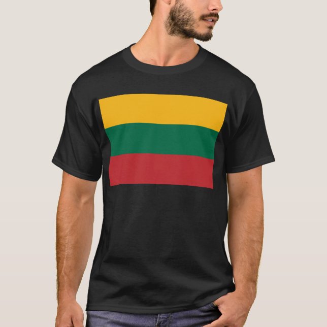 Camiseta Verde Amarelo e Bandeira Vermelha da Lituânia (Frente)