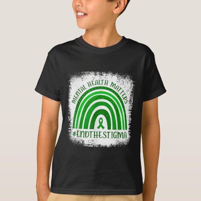 Camiseta Verde Arco-Íris Saúde Mental S Consciência Mês (Frente)
