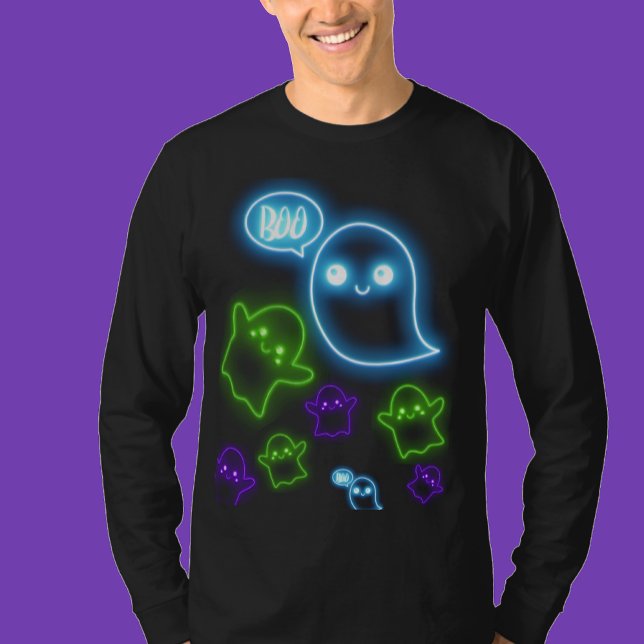 Camiseta verde-azul-neon-halloween (Criador carregado)