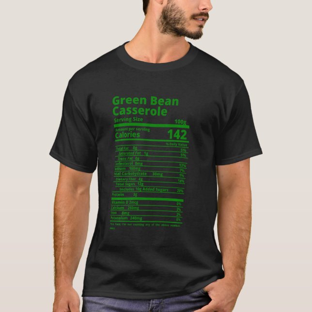 Camiseta Verde Bean Casserole Nutrition - Amigo de Ação de  (Frente)