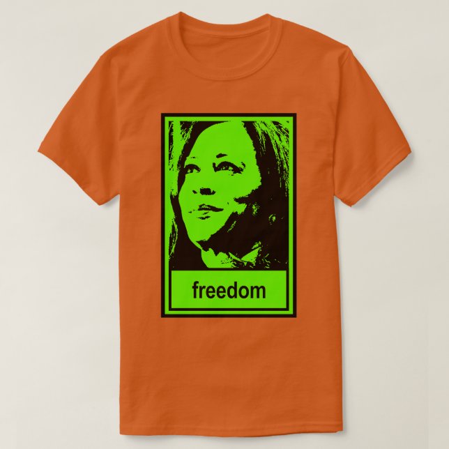 Camiseta verde-brava da liberdade de kamala (Frente do Design)