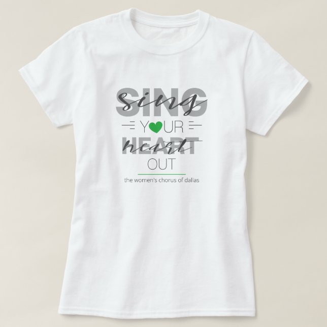 Camiseta Verde Cante Seu Coração (Frente do Design)