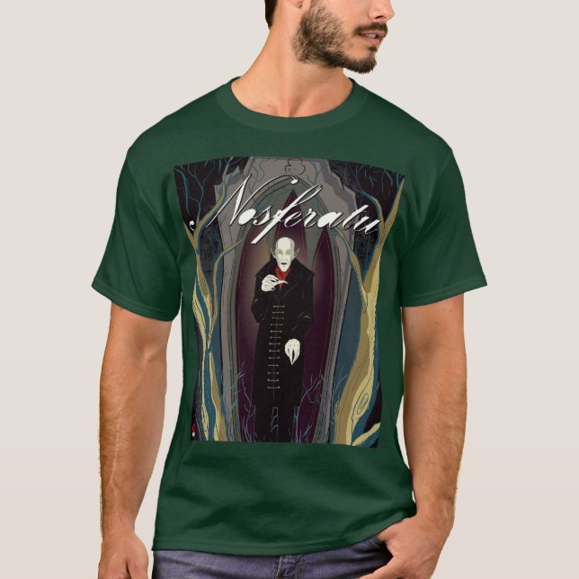 Camiseta verde clássica Nosferatu (Frente)