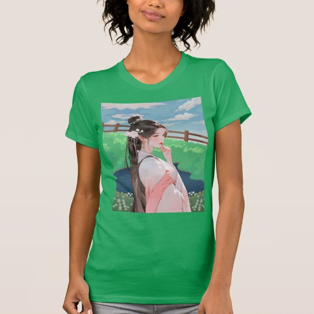camiseta verde com design da barbie (Frente)