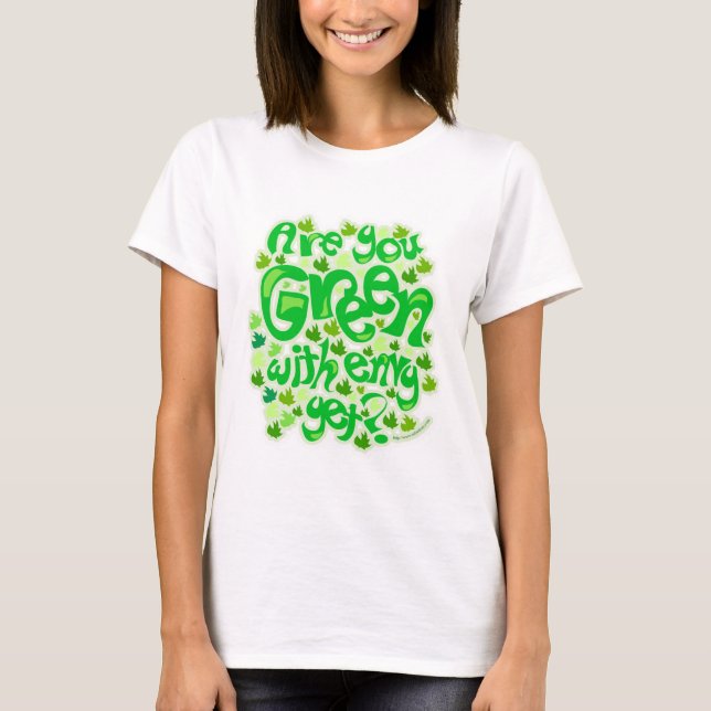 Camiseta Verde com Envelope Ecológico Engraçado Design (Frente)
