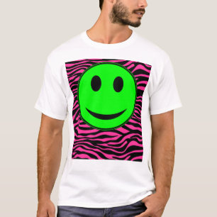 CAMISETA VERDE DA ZEBRA DO ROSA QUENTE