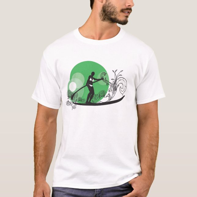 Camiseta Verde das meninas do surf da pá (Frente)