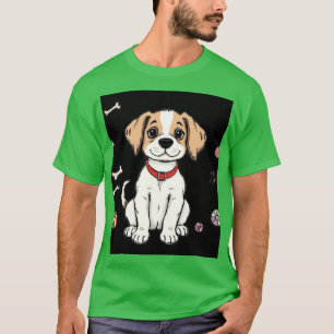 Camiseta verde de cão branco