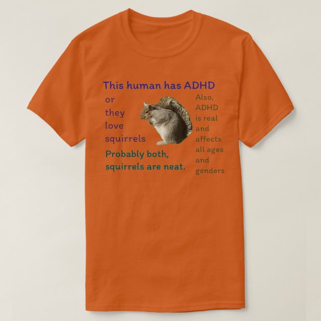 Camiseta Verde de esquilo ADHD (Frente do Design)