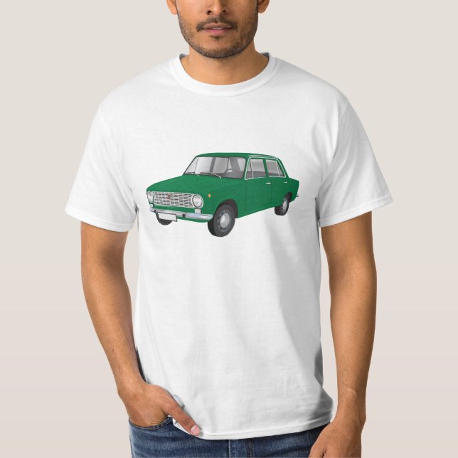 Camiseta Verde de FIAT 124 Berlina (Frente)