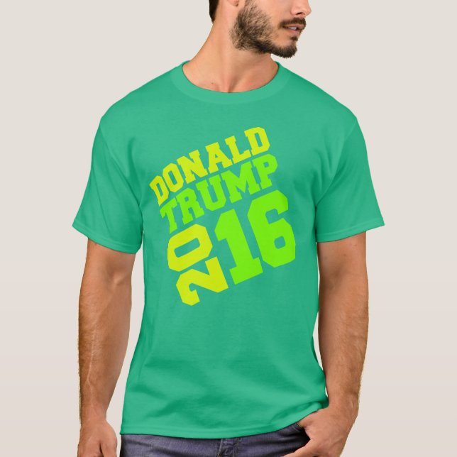 Camiseta Verde de néon de Donald Trump 2016 (Frente)