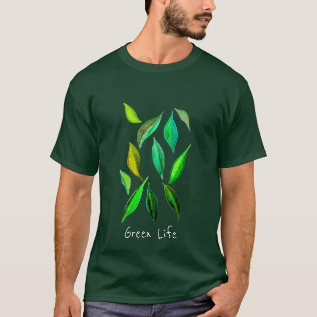 Camiseta Verde Deixa a aquarela ecológica (Frente)