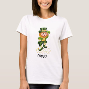 Camiseta Verde do Dia de São Patrício Feliz Gnomo