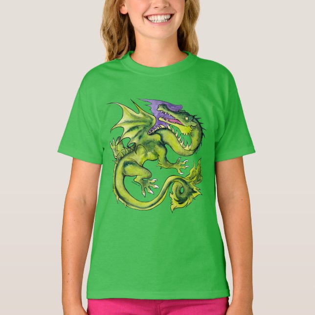 Camiseta Verde do Dragão Medieval (Frente)