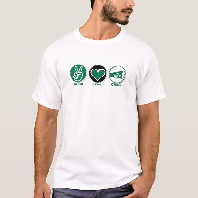 Camiseta Verde do elogio do amor da paz (Frente)