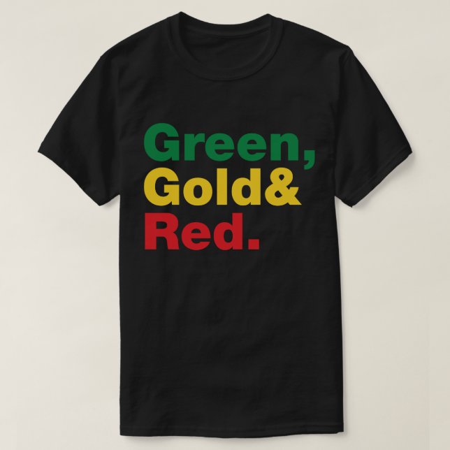 Camiseta Verde, Dourado e vermelho. (Frente do Design)