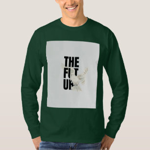 Camiseta verde escura de manga comprida com imagem